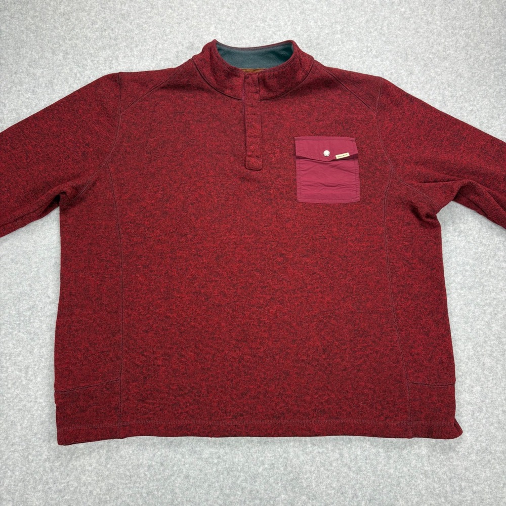 Woolrich Fleece Pullover Mens XXL Red Marled Quarter Snap Gorpcore Hiking Casual